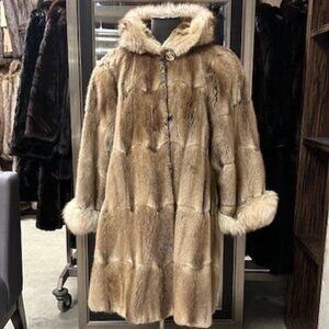 MUSK RAT jacket,WITH Norwegian fox around hood+cuffs was 3900, now 750, size L